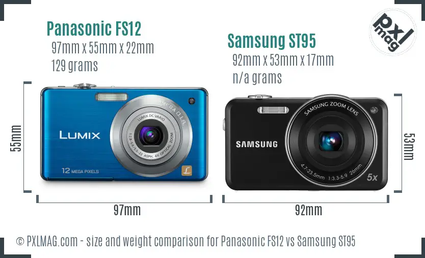 Panasonic FS12 vs Samsung ST95 size comparison