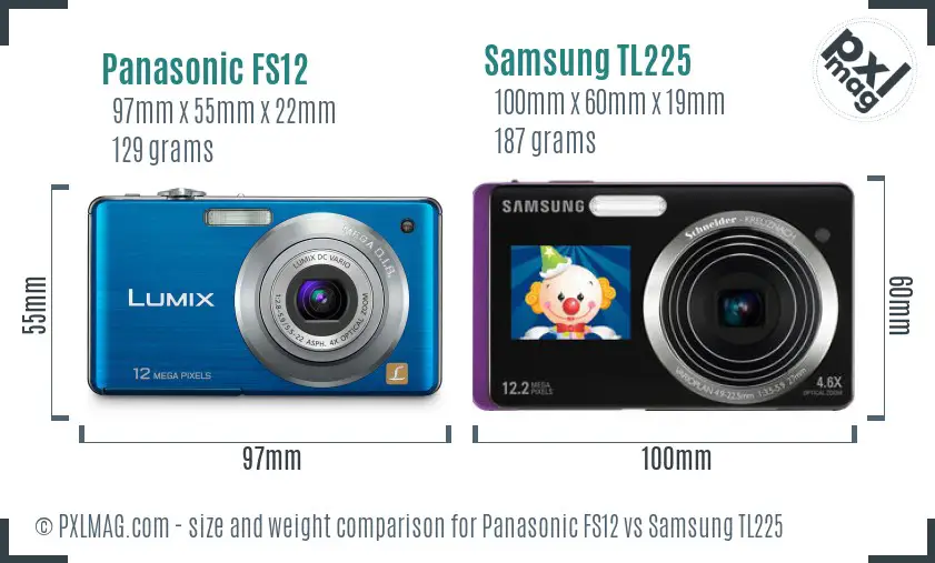 Panasonic FS12 vs Samsung TL225 size comparison
