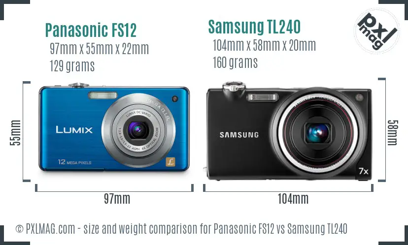 Panasonic FS12 vs Samsung TL240 size comparison