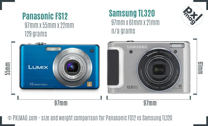 Panasonic FS12 vs Samsung TL320 size comparison