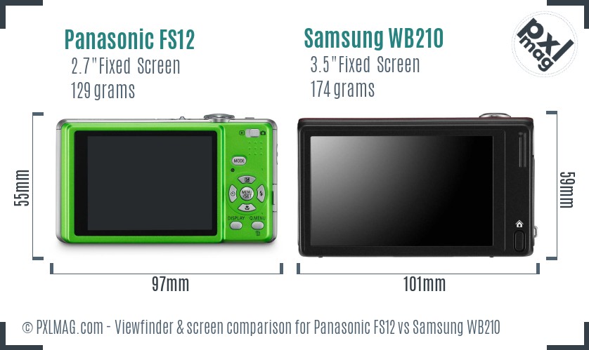 Panasonic FS12 vs Samsung WB210 Screen and Viewfinder comparison