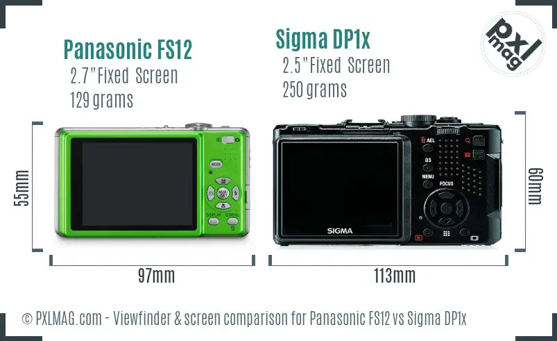 Panasonic FS12 vs Sigma DP1x Screen and Viewfinder comparison