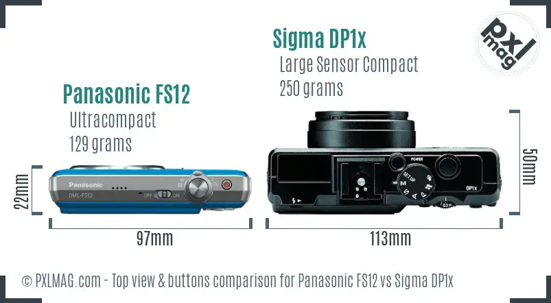 Panasonic FS12 vs Sigma DP1x top view buttons comparison