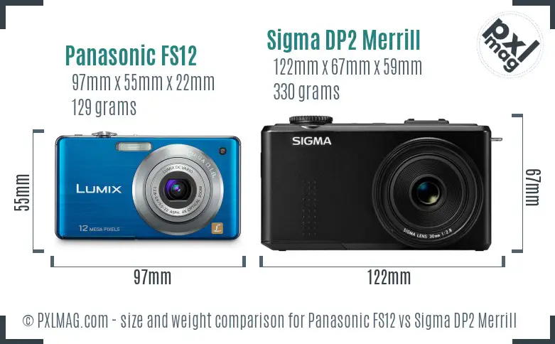 Panasonic FS12 vs Sigma DP2 Merrill size comparison Panasonic FS12 vs Sigma DP2 Merrill size comparison