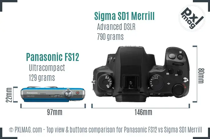 Panasonic FS12 vs Sigma SD1 Merrill top view buttons comparison