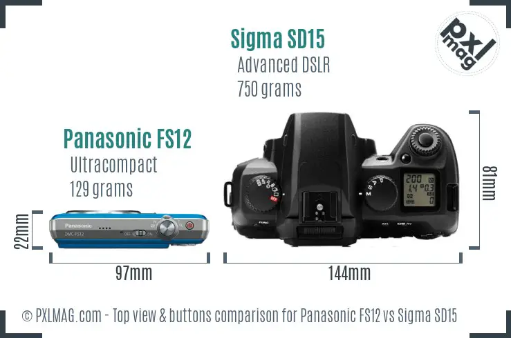 Panasonic FS12 vs Sigma SD15 top view buttons comparison