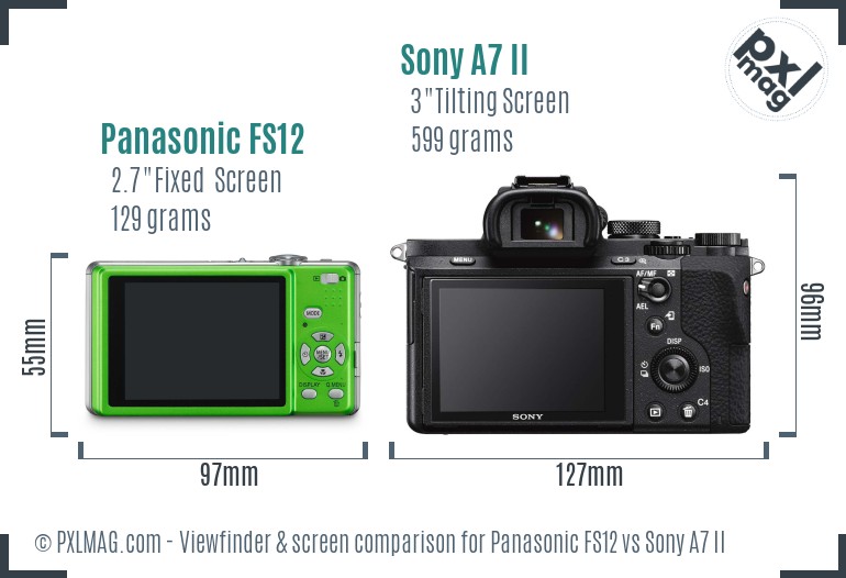 Panasonic FS12 vs Sony A7 II Screen and Viewfinder comparison