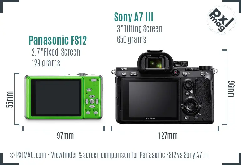 Panasonic FS12 vs Sony A7 III Screen and Viewfinder comparison