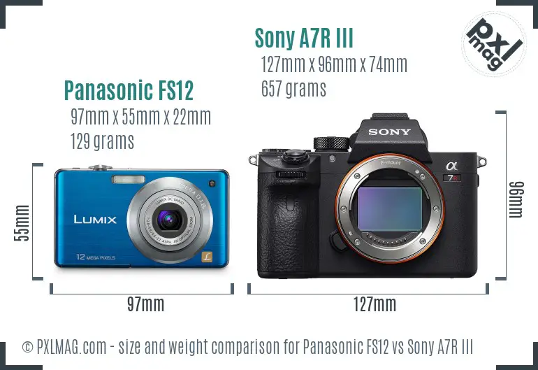 Panasonic FS12 vs Sony A7R III size comparison