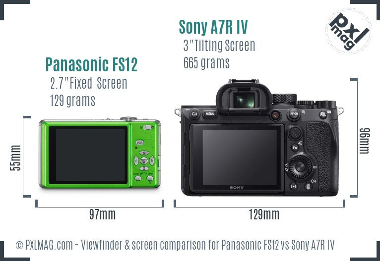 Panasonic FS12 vs Sony A7R IV Screen and Viewfinder comparison