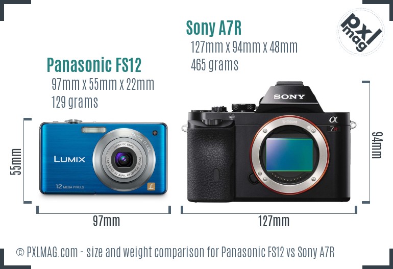 Panasonic FS12 vs Sony A7R size comparison