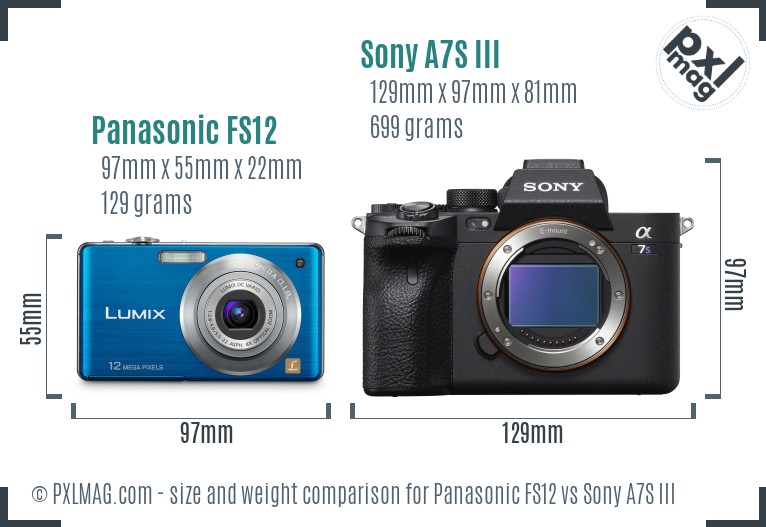 Panasonic FS12 vs Sony A7S III size comparison