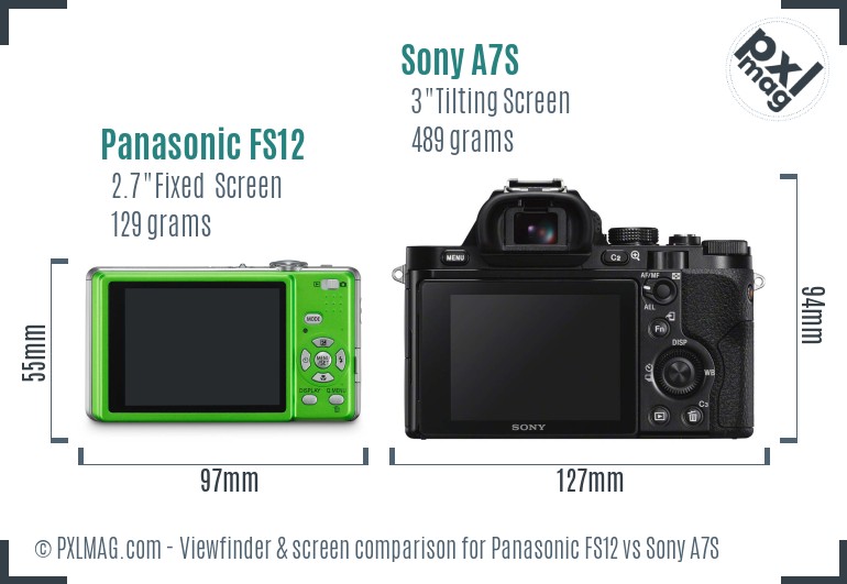Panasonic FS12 vs Sony A7S Screen and Viewfinder comparison