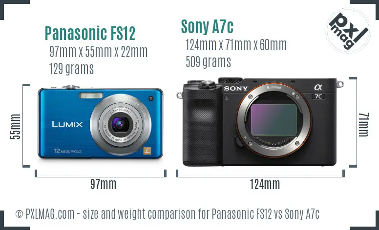 Panasonic FS12 vs Sony A7c size comparison
