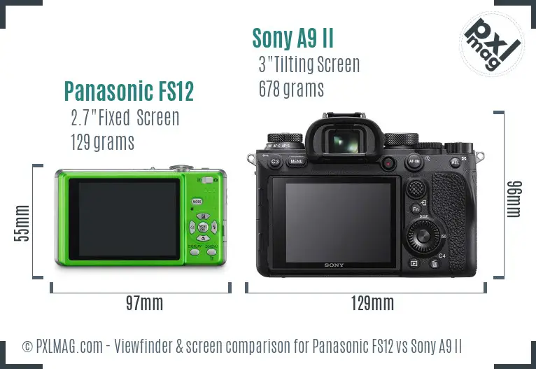 Panasonic FS12 vs Sony A9 II Screen and Viewfinder comparison