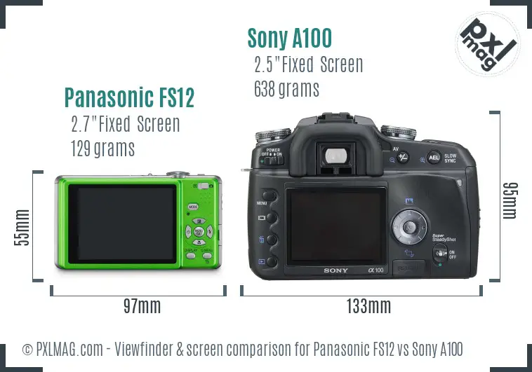 Panasonic FS12 vs Sony A100 Screen and Viewfinder comparison