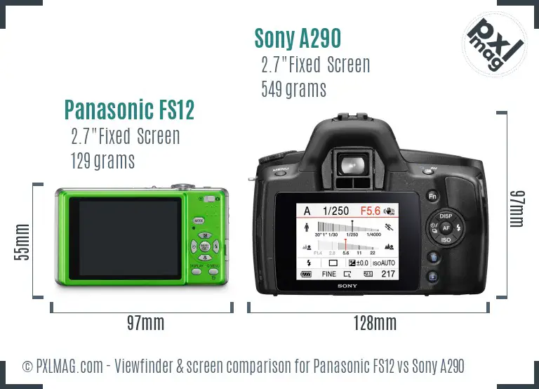 Panasonic FS12 vs Sony A290 Screen and Viewfinder comparison