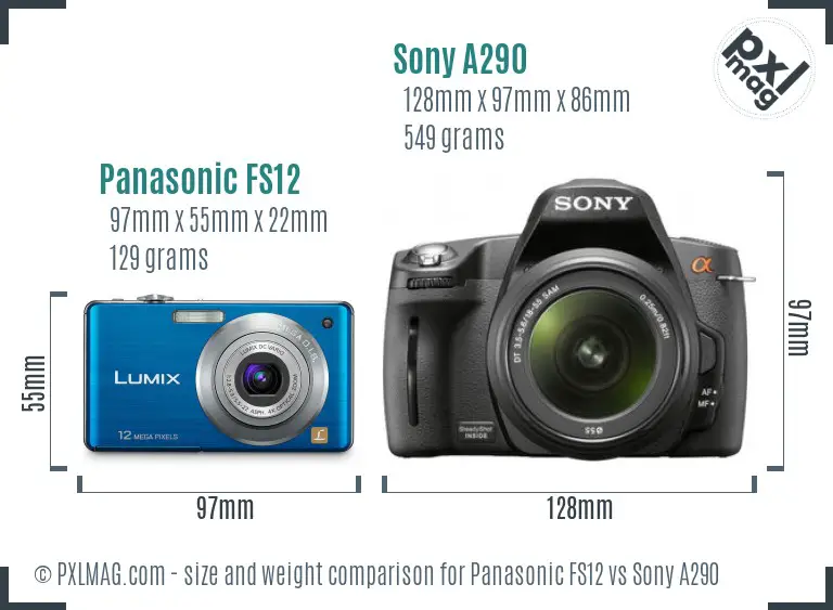 Panasonic FS12 vs Sony A290 size comparison