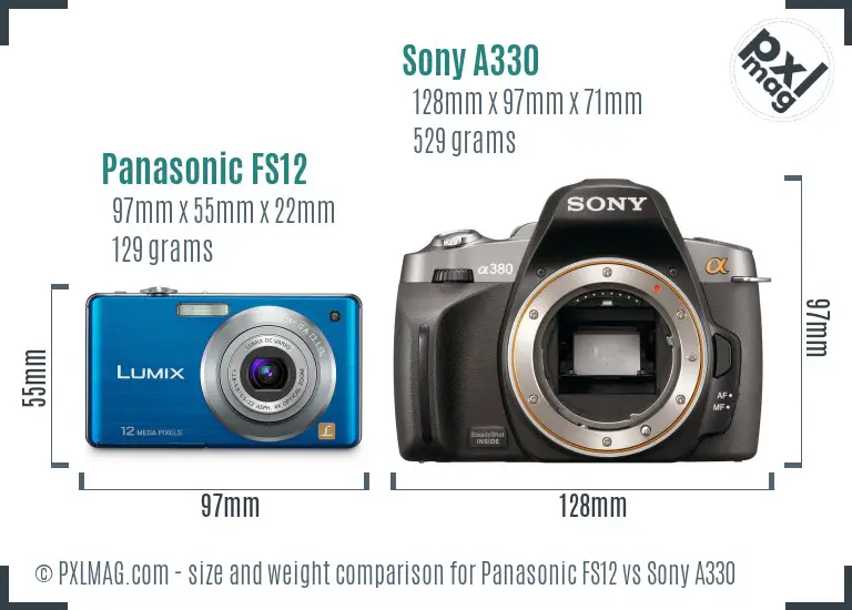 Panasonic FS12 vs Sony A330 size comparison