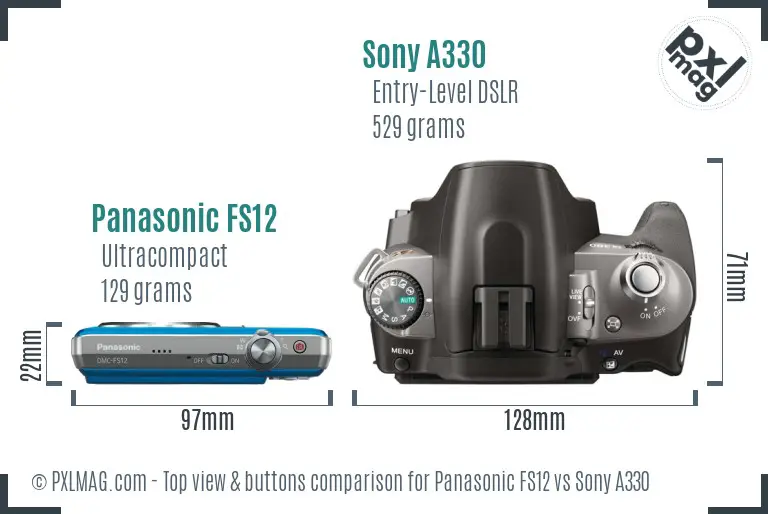 Panasonic FS12 vs Sony A330 top view buttons comparison
