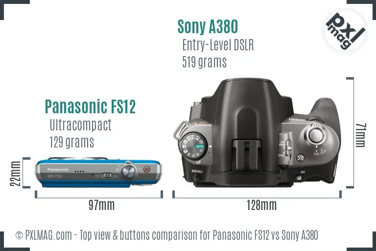 Panasonic FS12 vs Sony A380 top view buttons comparison