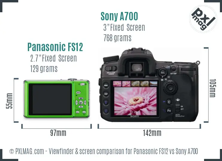 Panasonic FS12 vs Sony A700 Screen and Viewfinder comparison
