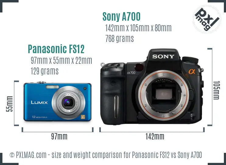 Panasonic FS12 vs Sony A700 size comparison