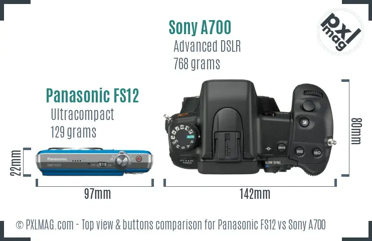Panasonic FS12 vs Sony A700 top view buttons comparison