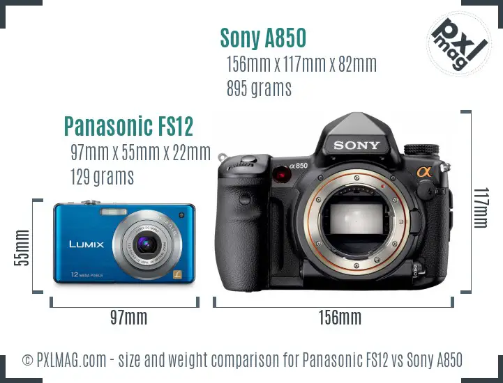 Panasonic FS12 vs Sony A850 size comparison