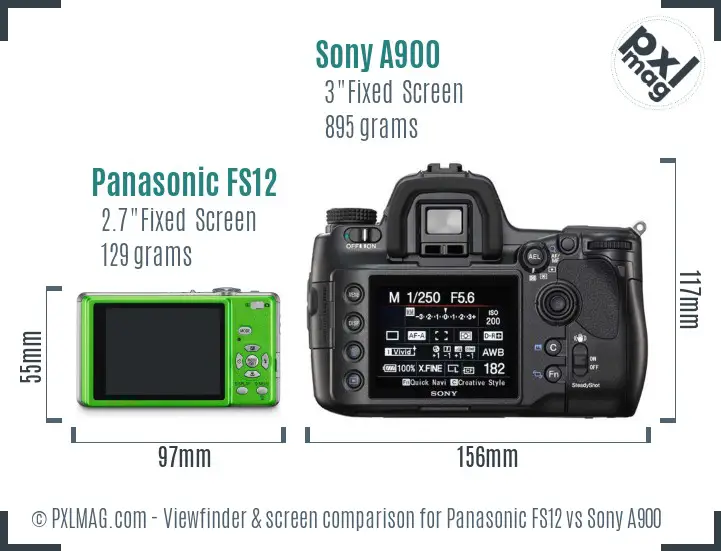 Panasonic FS12 vs Sony A900 Screen and Viewfinder comparison