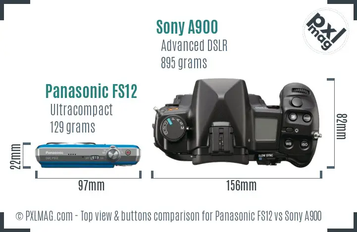 Panasonic FS12 vs Sony A900 top view buttons comparison