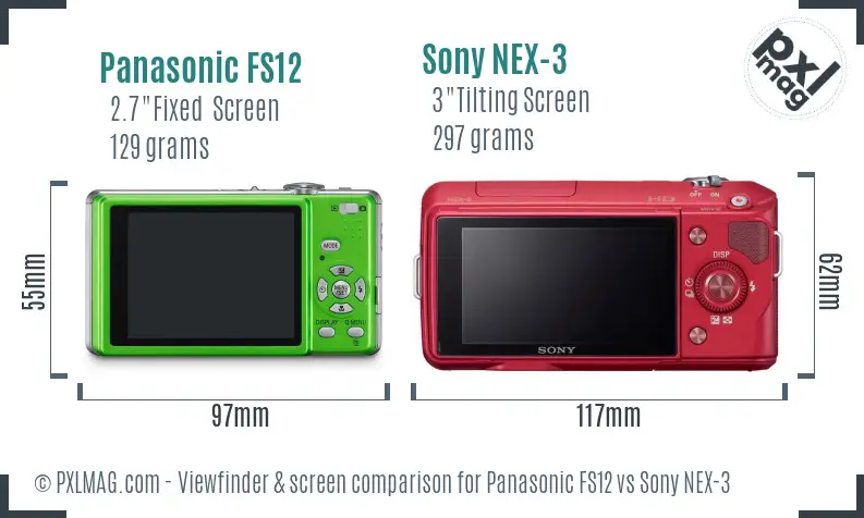 Panasonic FS12 vs Sony NEX-3 Screen and Viewfinder comparison