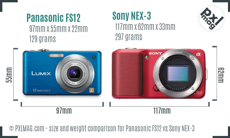 Panasonic FS12 vs Sony NEX-3 size comparison