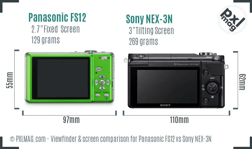 Panasonic FS12 vs Sony NEX-3N Screen and Viewfinder comparison