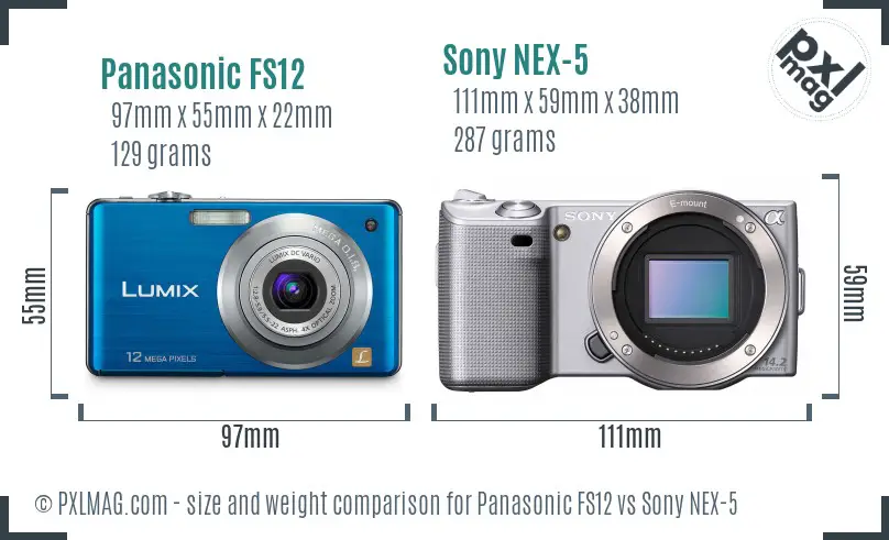 Panasonic FS12 vs Sony NEX-5 size comparison