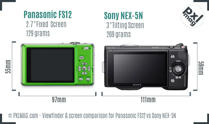 Panasonic FS12 vs Sony NEX-5N Screen and Viewfinder comparison