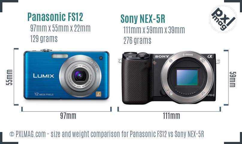 Panasonic FS12 vs Sony NEX-5R size comparison