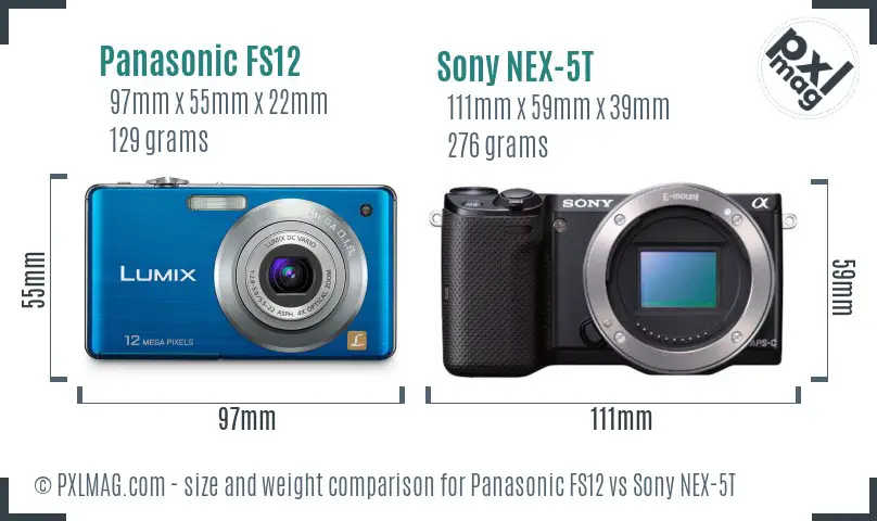 Panasonic FS12 vs Sony NEX-5T size comparison
