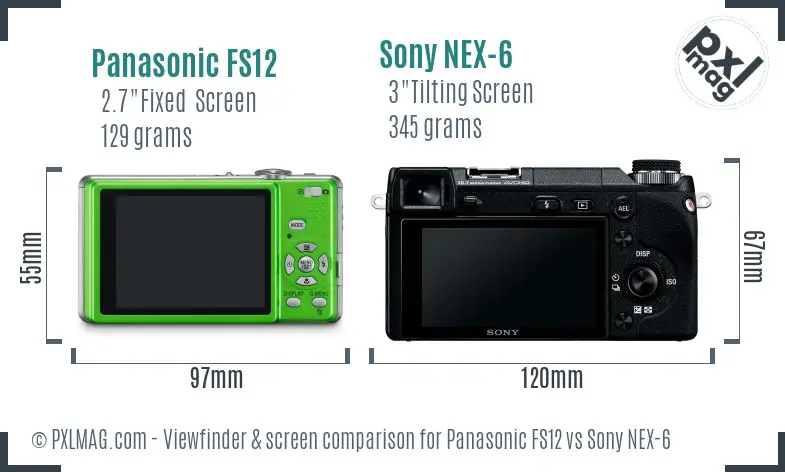 Panasonic FS12 vs Sony NEX-6 Screen and Viewfinder comparison