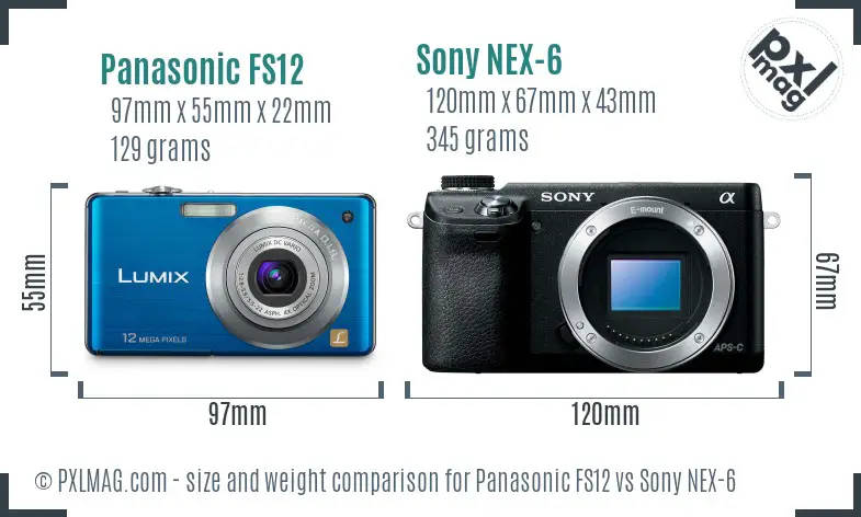 Panasonic FS12 vs Sony NEX-6 size comparison