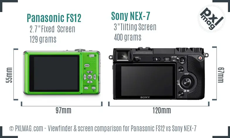 Panasonic FS12 vs Sony NEX-7 Screen and Viewfinder comparison