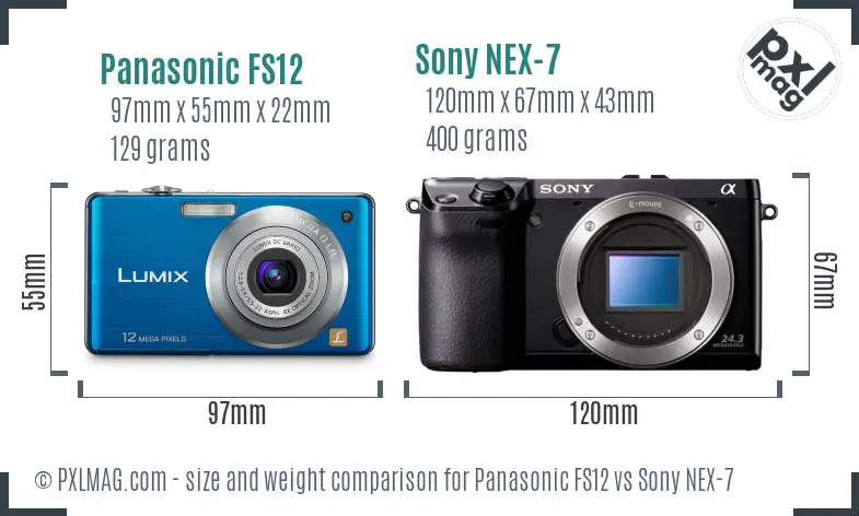 Panasonic FS12 vs Sony NEX-7 size comparison