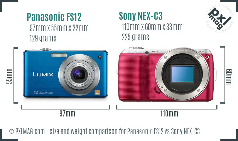 Panasonic FS12 vs Sony NEX-C3 size comparison