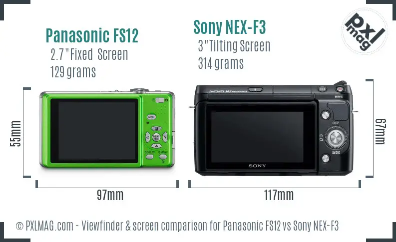 Panasonic FS12 vs Sony NEX-F3 Screen and Viewfinder comparison