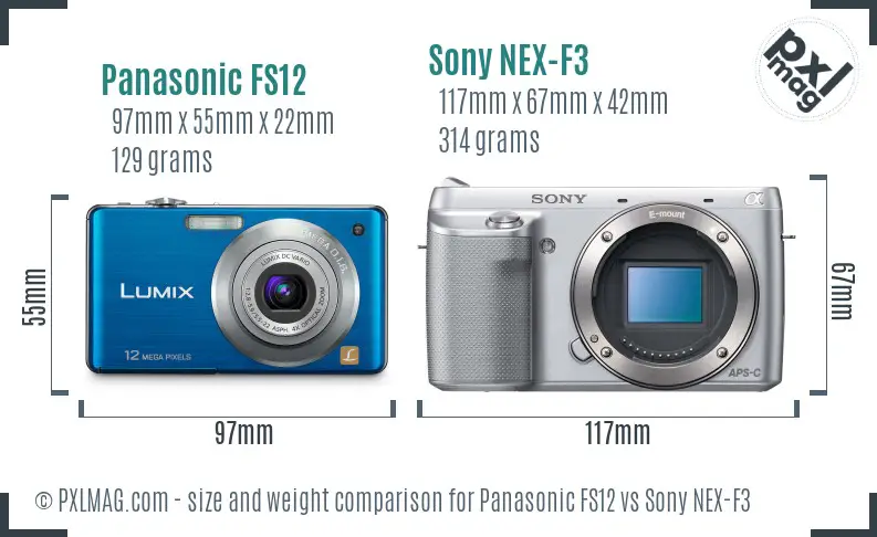 Panasonic FS12 vs Sony NEX-F3 size comparison
