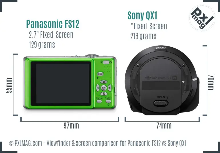 Panasonic FS12 vs Sony QX1 Screen and Viewfinder comparison