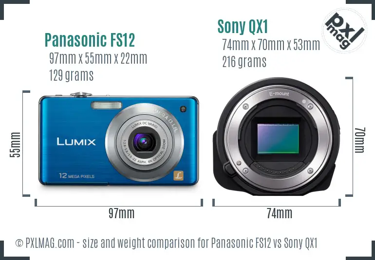 Panasonic FS12 vs Sony QX1 size comparison