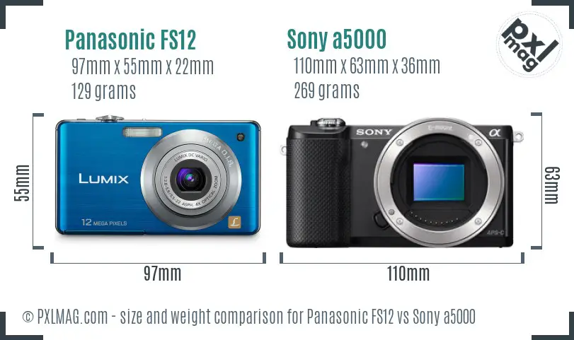 Panasonic FS12 vs Sony a5000 size comparison