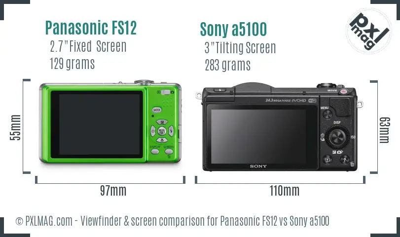 Panasonic FS12 vs Sony a5100 Screen and Viewfinder comparison Panasonic FS12 vs Sony a5100 Screen and Viewfinder comparison