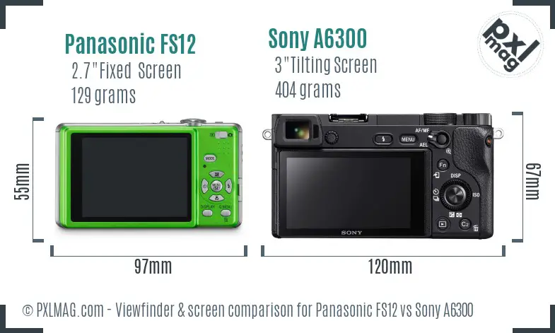 Panasonic FS12 vs Sony A6300 Screen and Viewfinder comparison